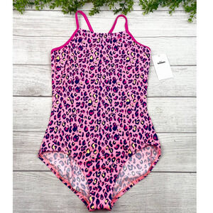 NEW NIKE Girls CrossBack One Piece Swimsuit Cheetah Pink XL